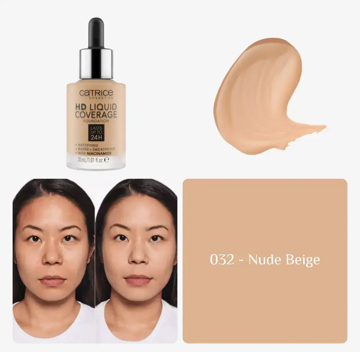 Catrice Hd Liquid Coverage Foundation 032 | كريم أساس "HD" بتغطية عالية 032