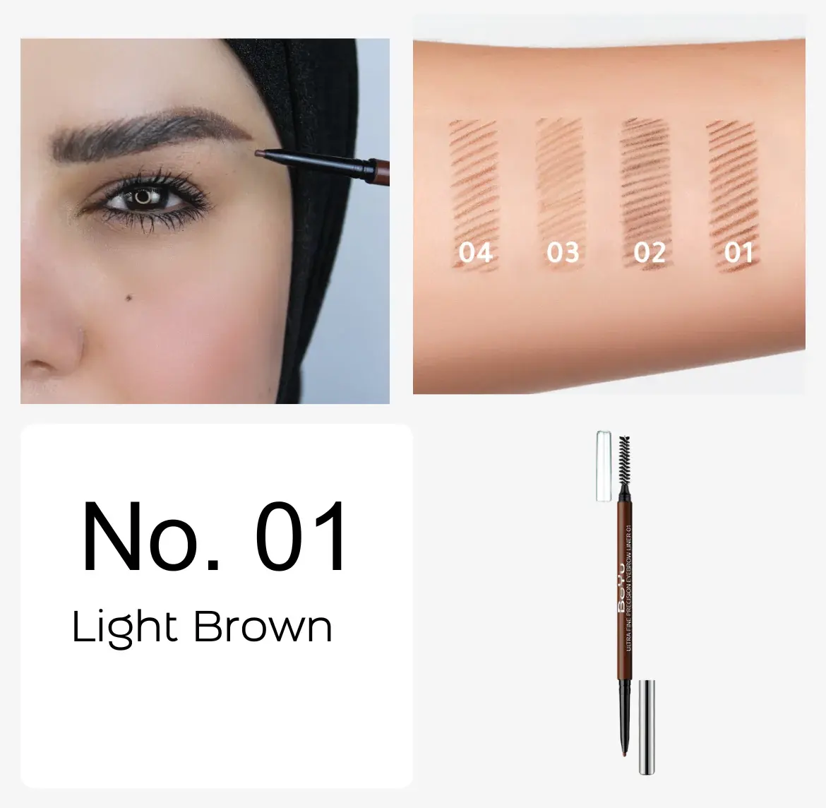 BeYu Ultra Fine Precision Eyebrow Liner 01 | قلم تحديد الحواجب فائق الدقة، 01