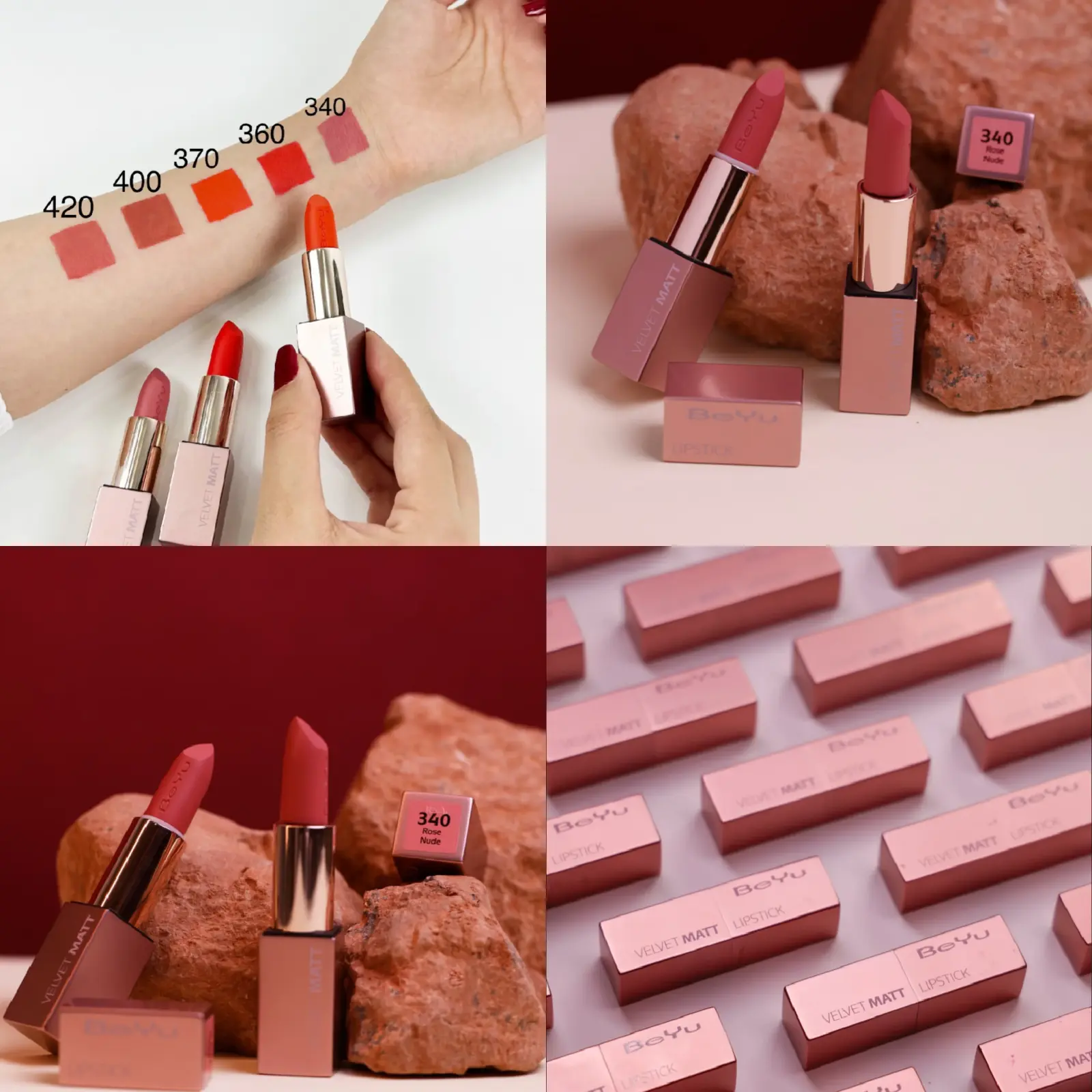 BeYu Velvet Matt Lipstick 340 | أحمر شفاه مخملي 340