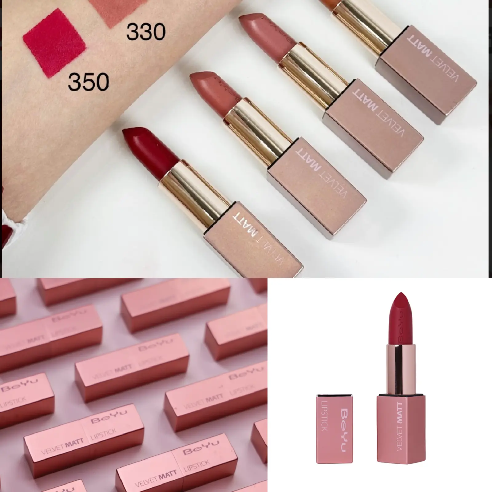 BeYu Velvet Matt Lipstick 350 | أحمر شفاه مخملي، 350