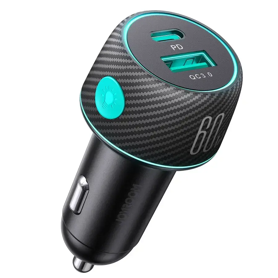 CCN01 60W A+C color button switch car charging Black