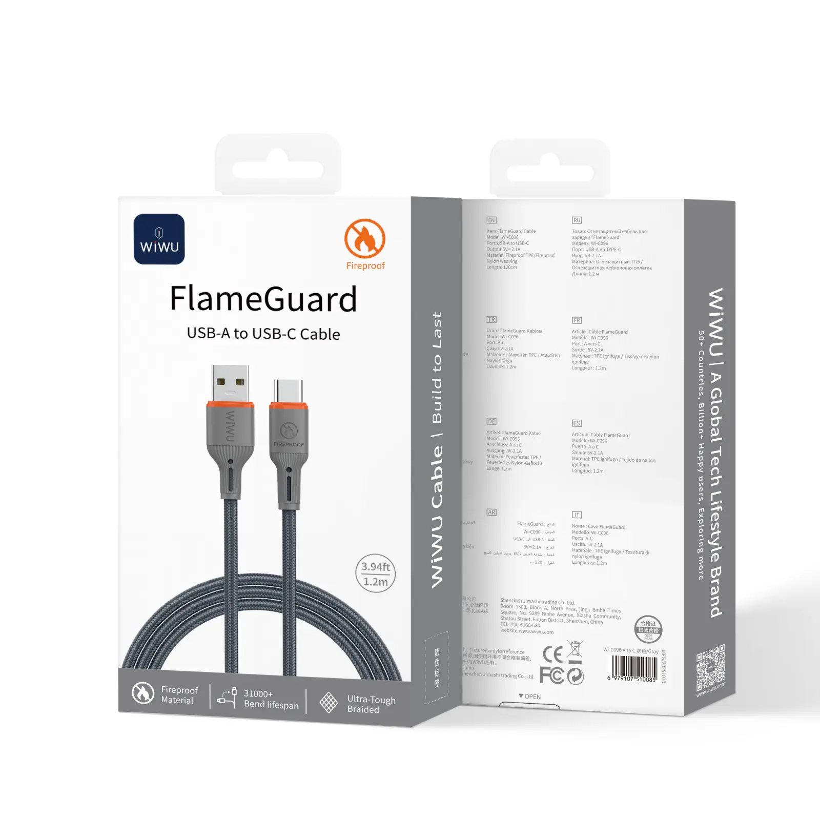 FlameGuard USB-A to USB-C Cable
Wi-C096