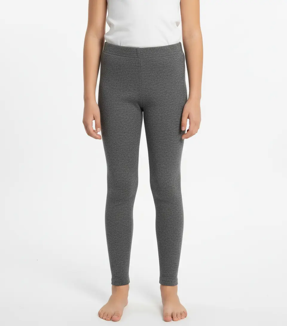 Girls winter wool leggings - knit wear - Grey