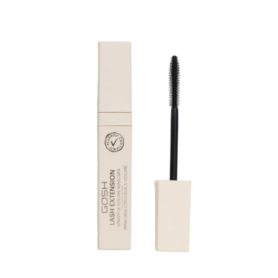 Gosh Lash Extension Length & Vol. Masc. Extreme Black 01 With Mirror | مسكارا تطويل رموش