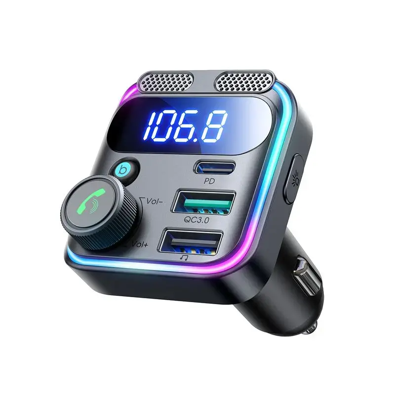 JR-CCB01 48W Dual-Mic
Car Wireless FM Transmitter -Black