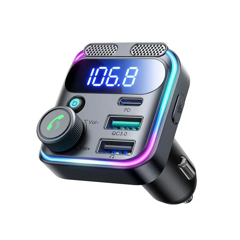 JR-CCB01 48W Dual-Mic
Car Wireless FM Transmitter -Black