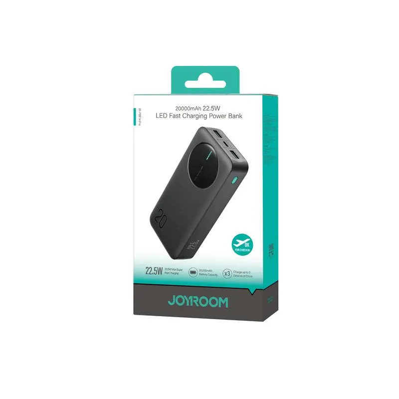 JR-PBF14 Pro 22.5W LED Fast Charging Power Bank 20000mAh-Black
