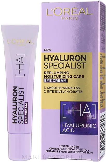 L'Oreal Hyaluron Expert Replumping Moisturising Care EYE CREAM15ml | لوريال هيالورون إكسبرت كريم العين المرطب والمعيد للامتلاء - 15 مل