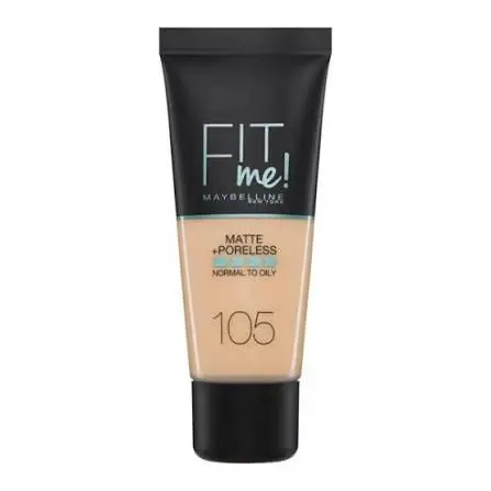Matte + Poreless liquid foundation - 105 Natural Ivory | ميبيلين فاونديشن فيت مي مطفي - 105 عاجي طبيعي - 30 مل