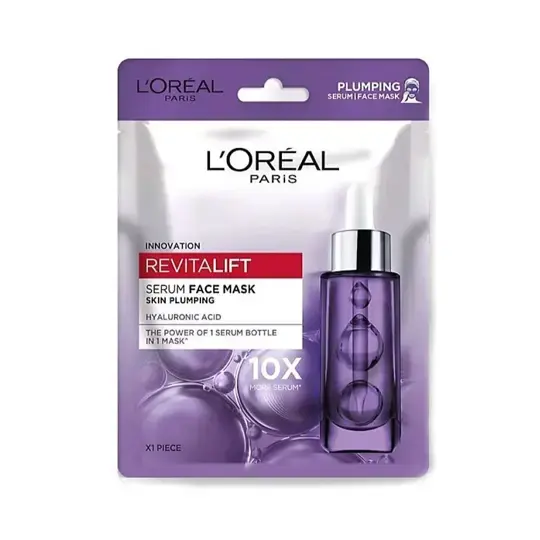 Revitalift Hyaluronic Acid Plumping Sheet Mask – ماسك ريفيتاليفت الورقي بحمض الهيالورونيك لترطيب وملء البشرة