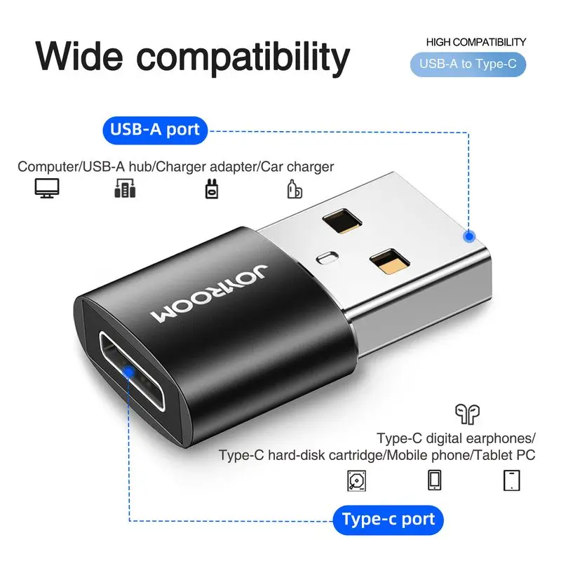 S-H152 USB male to Type-C female adapter- 2pcs-black