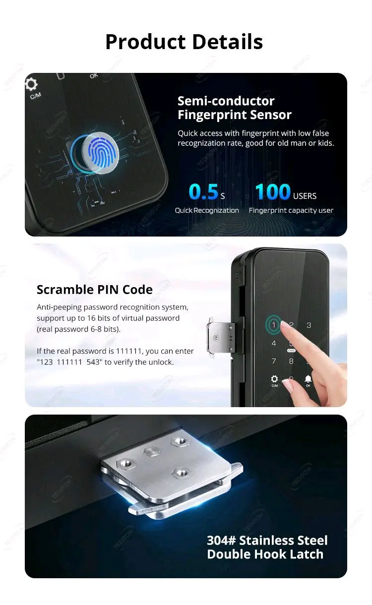 Smart Glass Door Lock With Fingerprint & Face Recognition 03 4