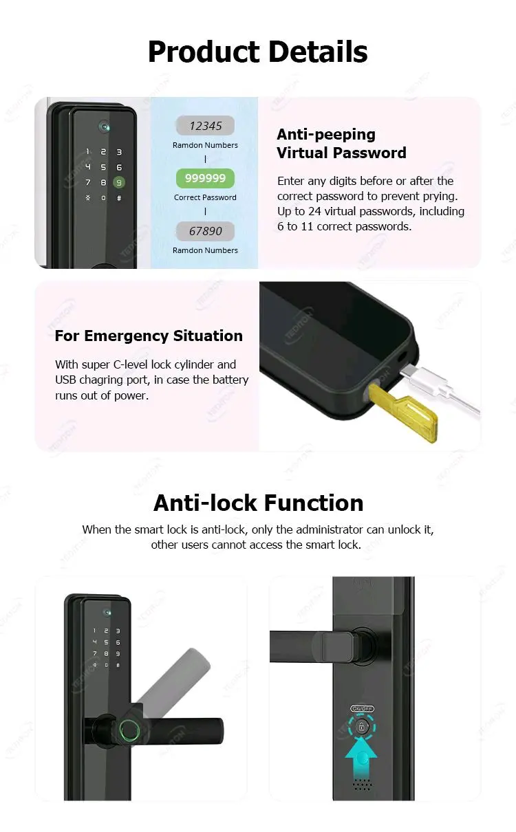 Smart Wifi Door Lock With Fingerprint With Camera R12 PRO 3