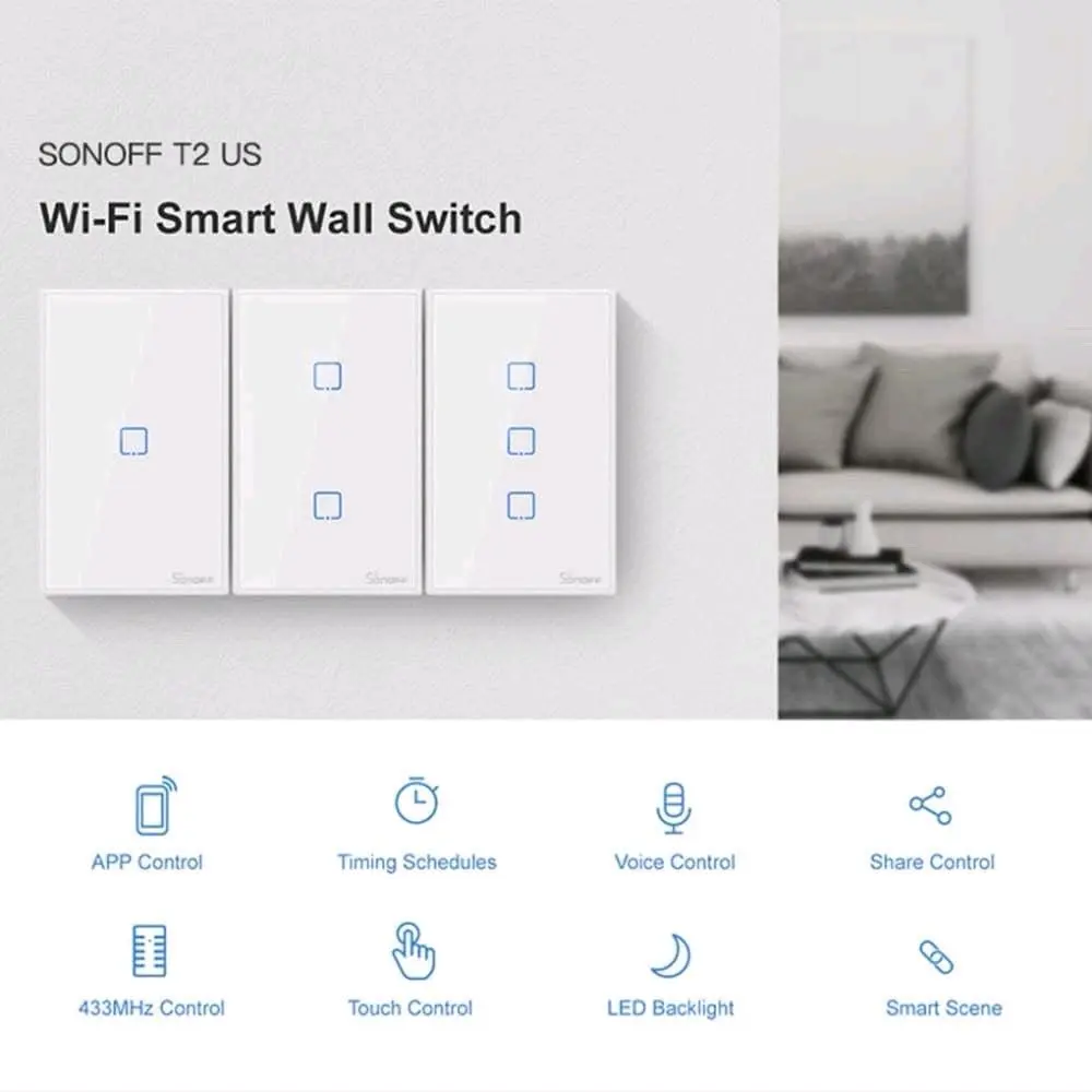 Sonoff TX Series Smart Touch Wall Switch White - 3 مفاتيح 4
