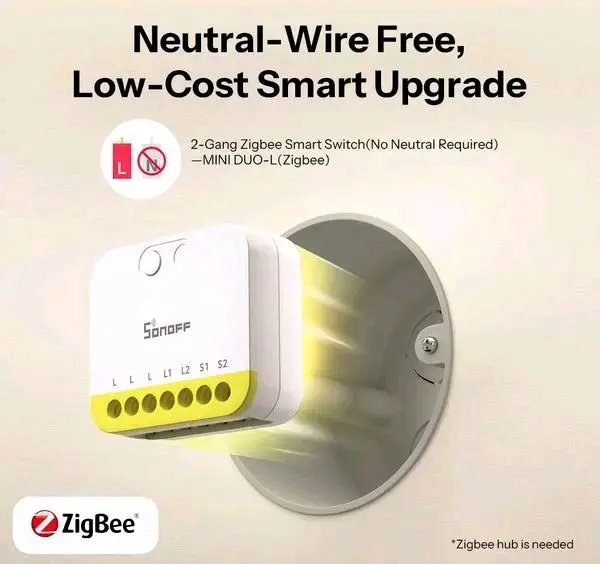 Sonoff Zigbee-2 Gang Smart Switch No Neutral 3