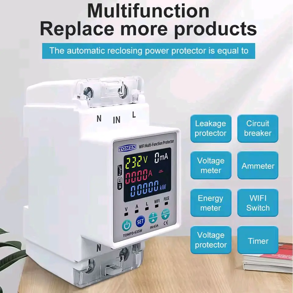 TOMZN 2P WI-FI Smart Circuit Breaker 63A With Screen 3