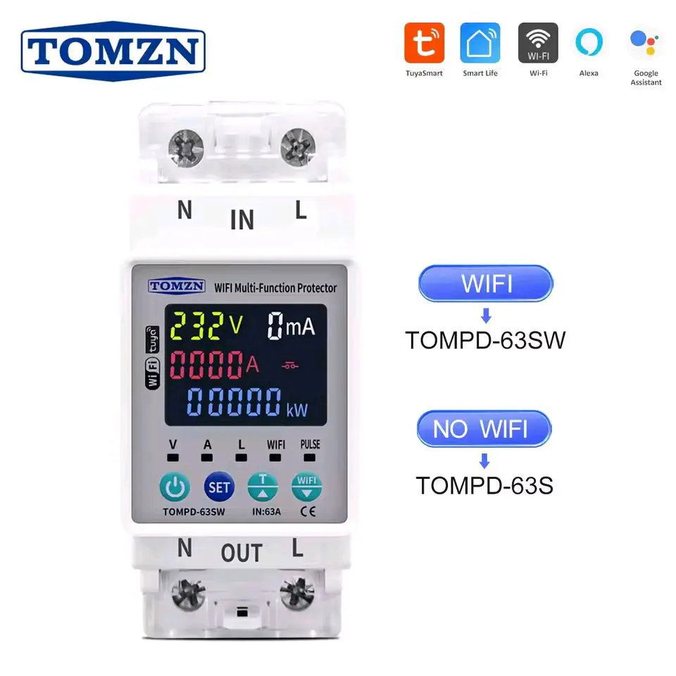 TOMZN 2P WI-FI Smart Circuit Breaker 63A With Screen 4