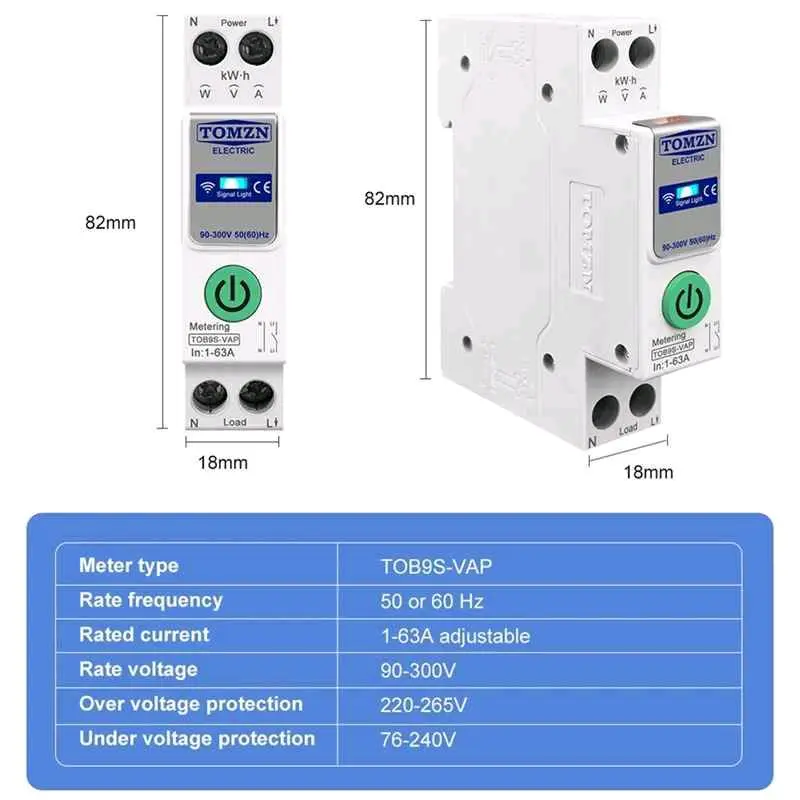 Tomzn 2P WIFI Smart Circuit Breaker 63A(Tuya) 2
