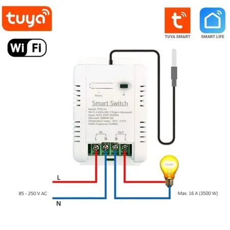 Tuya Smart WIFI Temperature Switch 16A 3000W With Energy consumption Monitoring RF433 Temperature Control 4