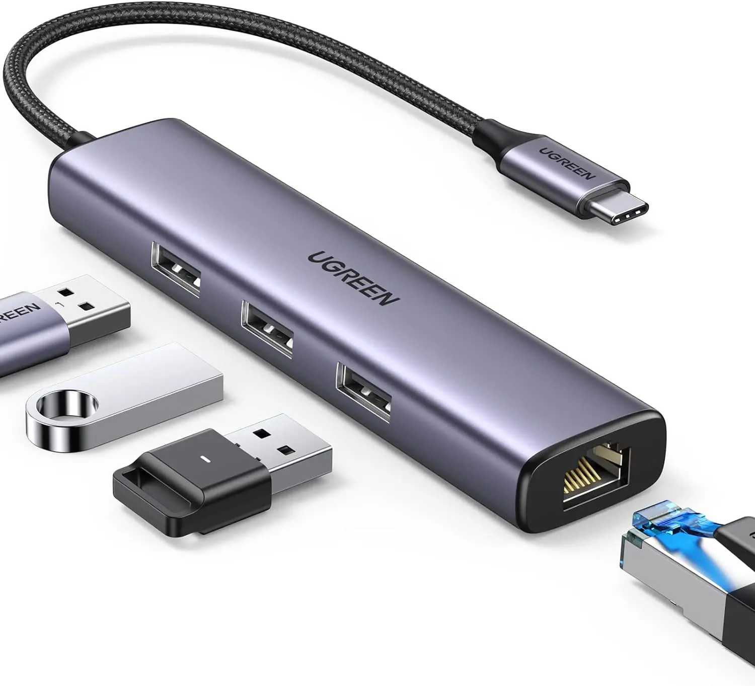 UGREEN USB.C.TO.3.USB.HUB.RJ45.1000M.CM475 60600