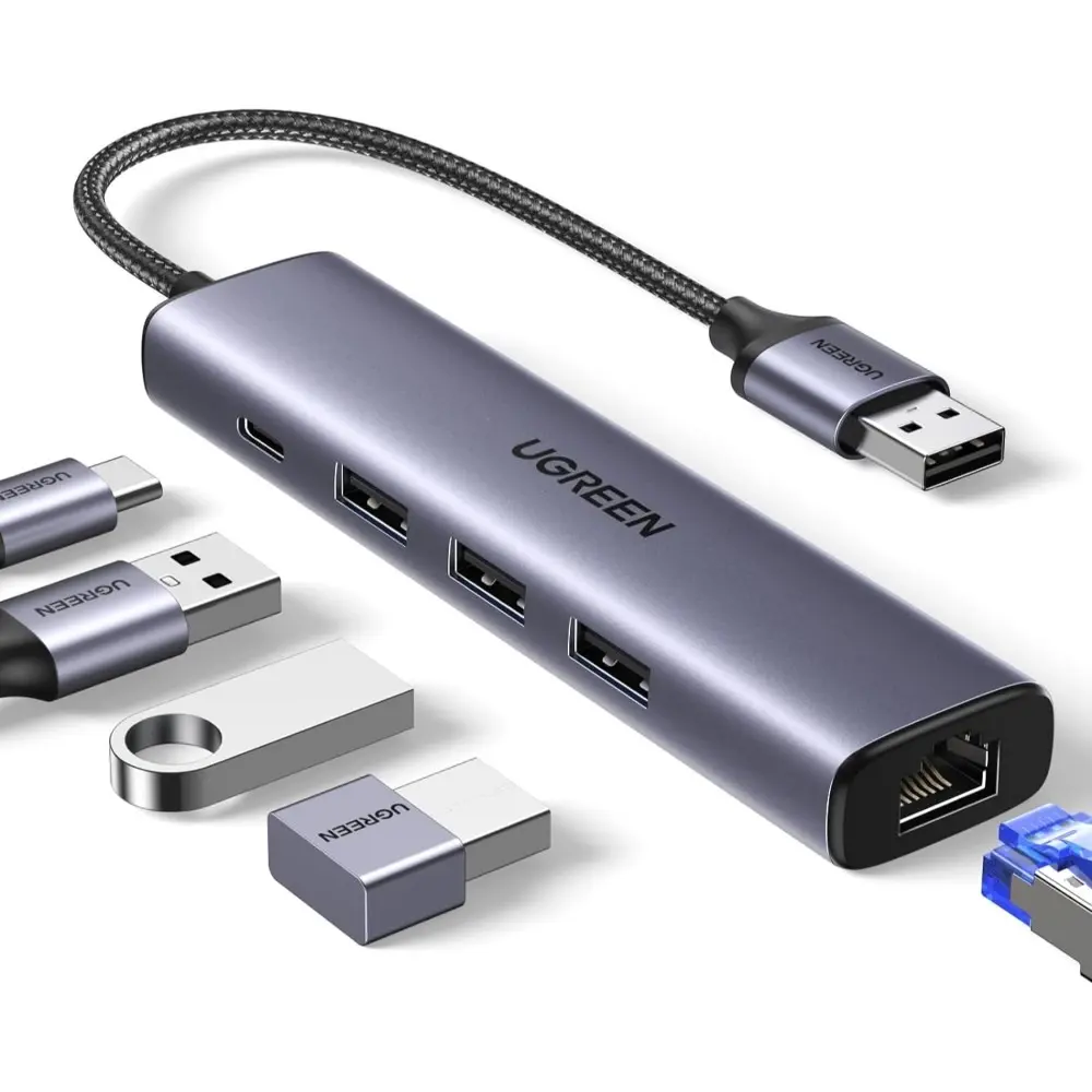 USB3.0 to 3×USB3.0 + RJ45 (1000M) Ethernet  CM475    UGREEN    60554