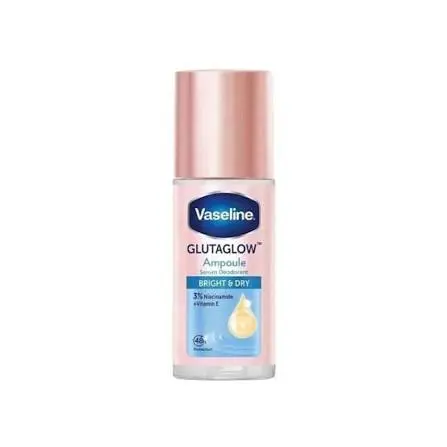 Vaseline GlutaGlow AMPOULE SERUM DEODORANT Bright & Dry 45ml 3% Niacinamide +VITAMIN E | فازلين أمبول سيروم مزيل تعرق مفتح وسريع الجفاف بفيتامين E - 45 مل