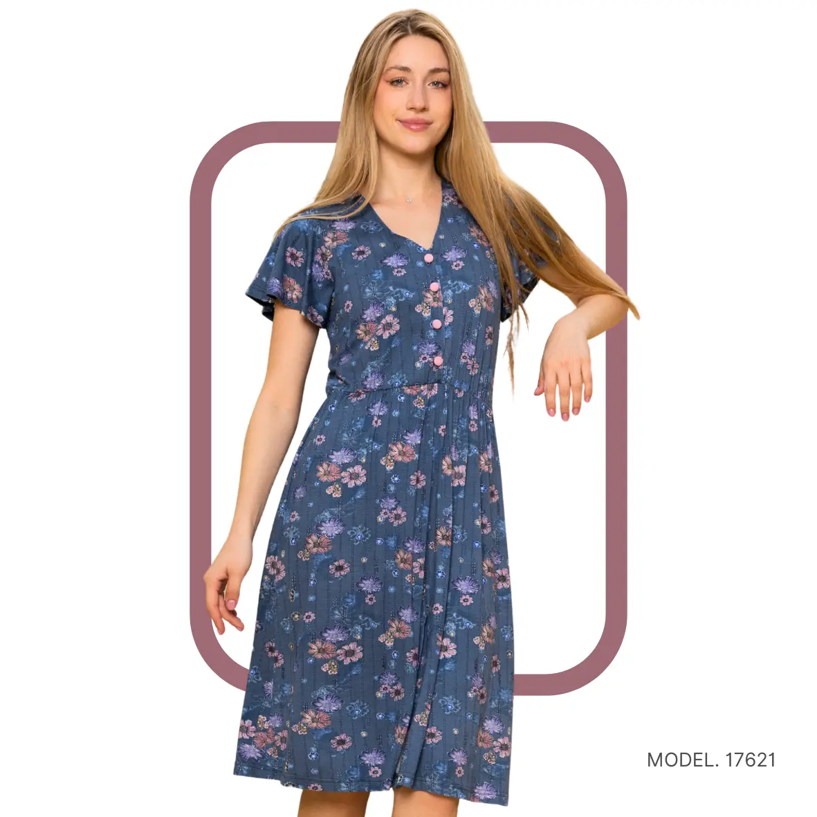 Women pyjama (half long cotton night shirt)