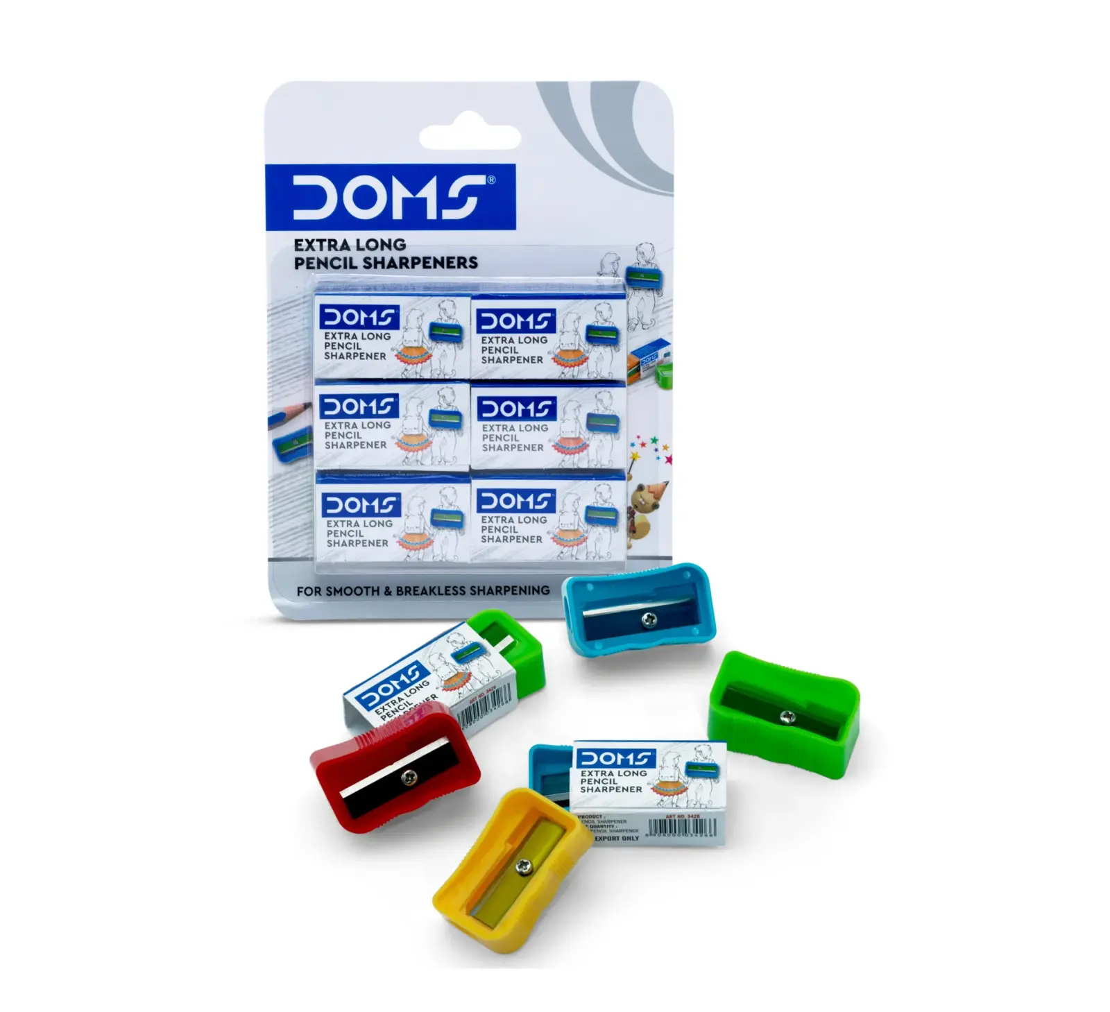 طقم برايات رصاص (DOMS Extra Long Pencil Sharpeners - Pack of 6)