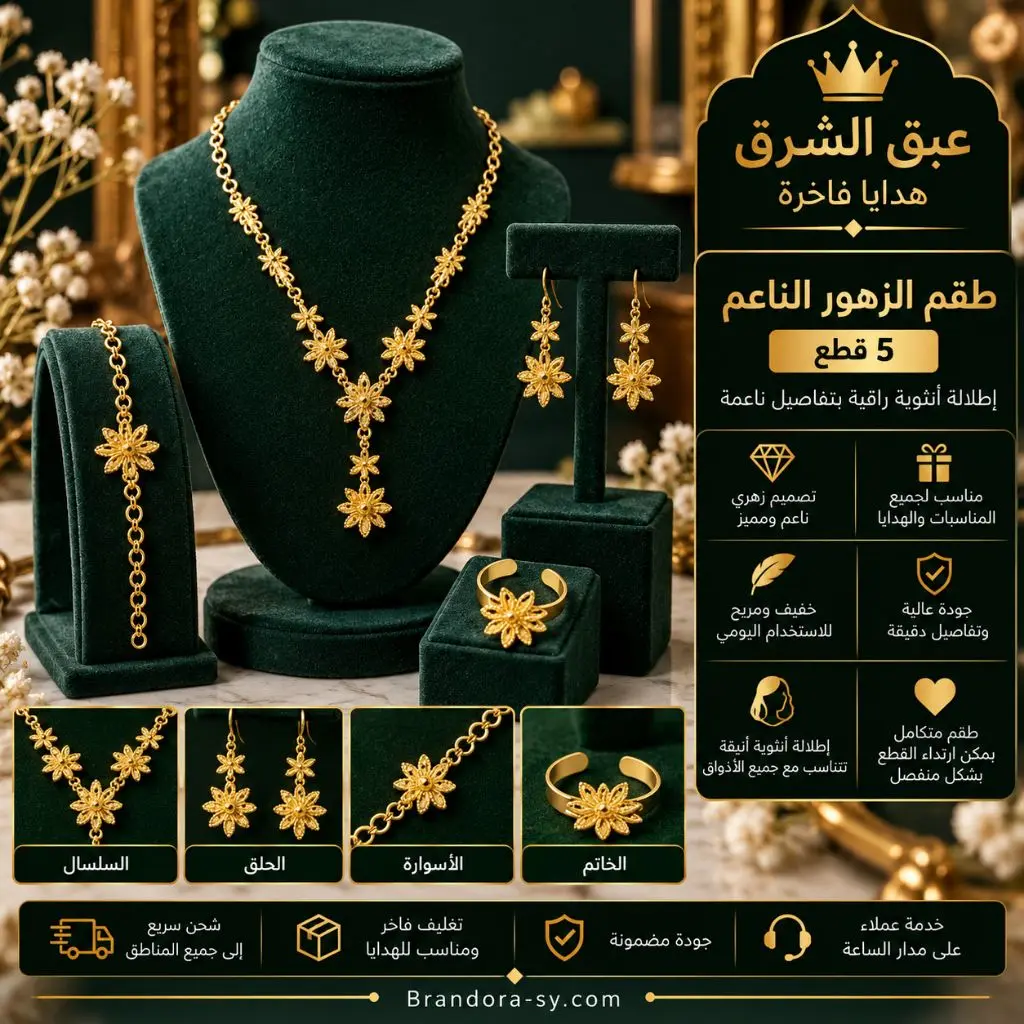 🌼 طقم الزهور الناعم | Small Flower Jewelry Set – 5 Pieces