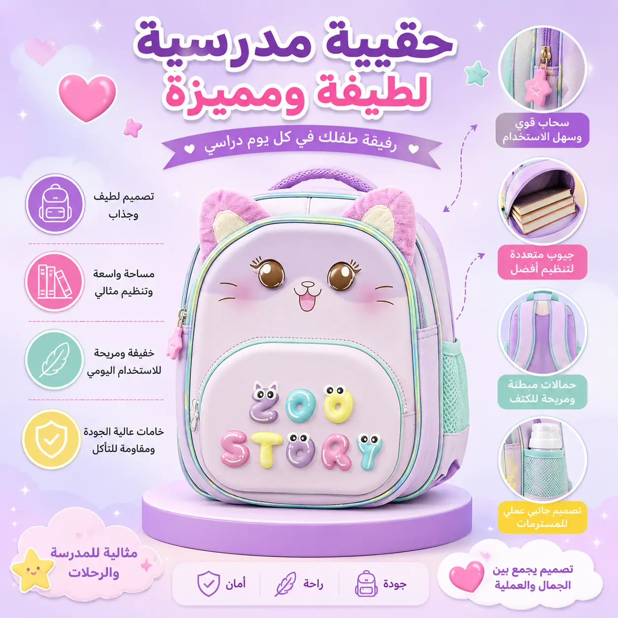 حقيبة مدرسية لطيفة ومميزة