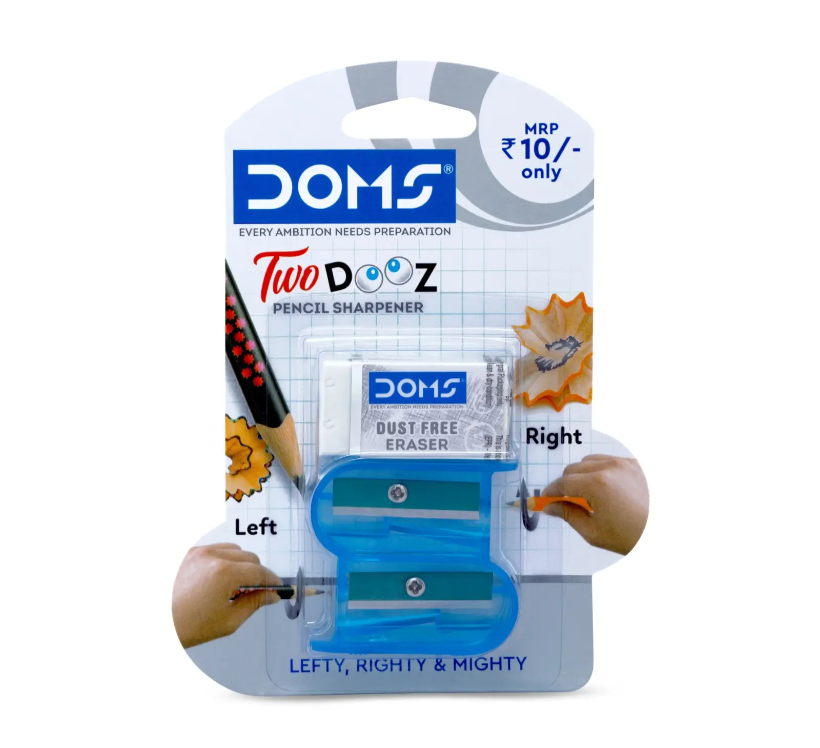 طقم براية مزدوجة مع ممحاة (DOMS Two DooZ Pencil Sharpener & Dust Free Eraser)