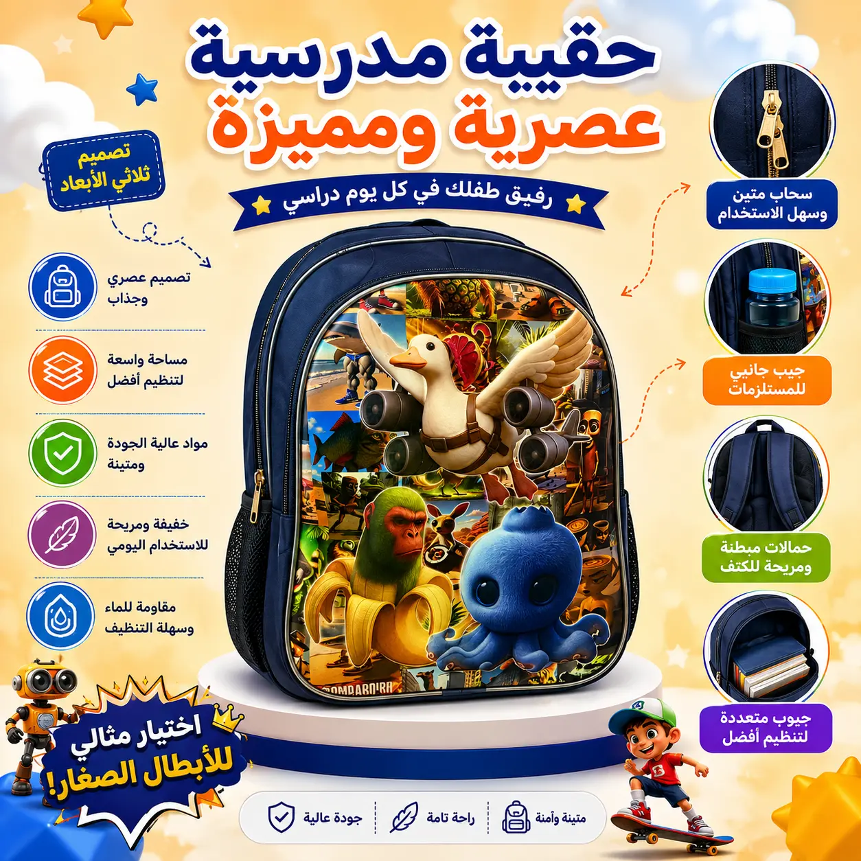 حقيبة روضة مدرسية نافر ولادي