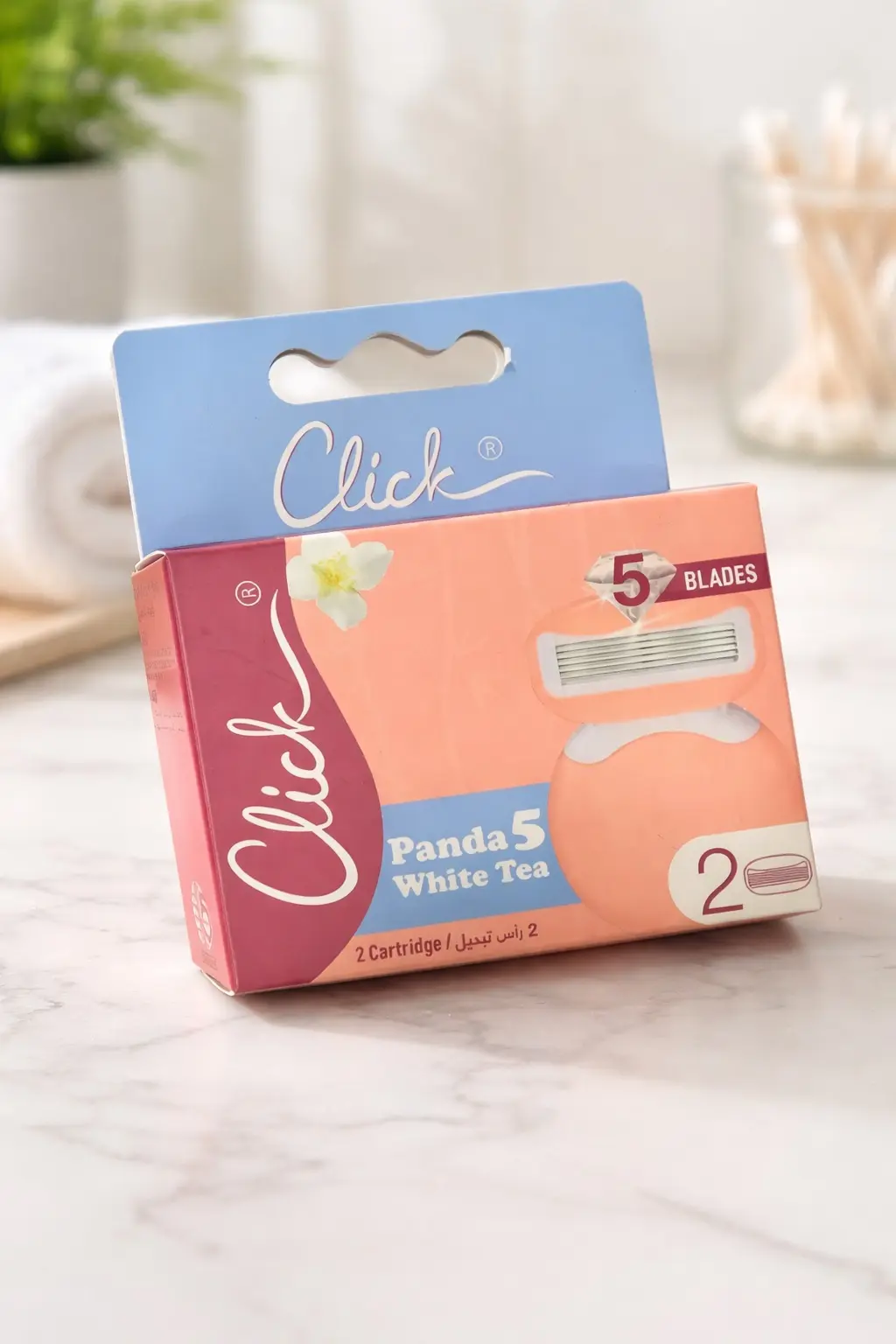 رؤوس بديلة لشفرة الحلاقة النسائية بخمس شفرات معطرة بالشاي الأبيض Click Panda 5 White Tea