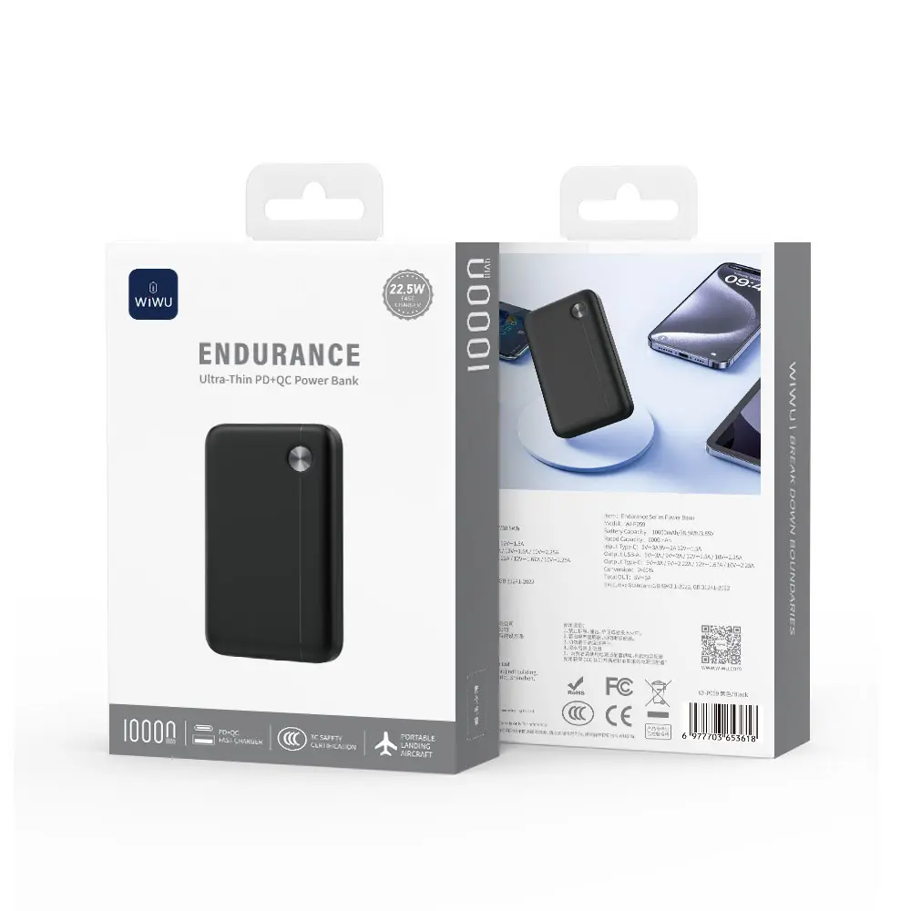 22.5W Endurance Ultra-Thin PD+QC Power Bank 10000mAh Wi-P059