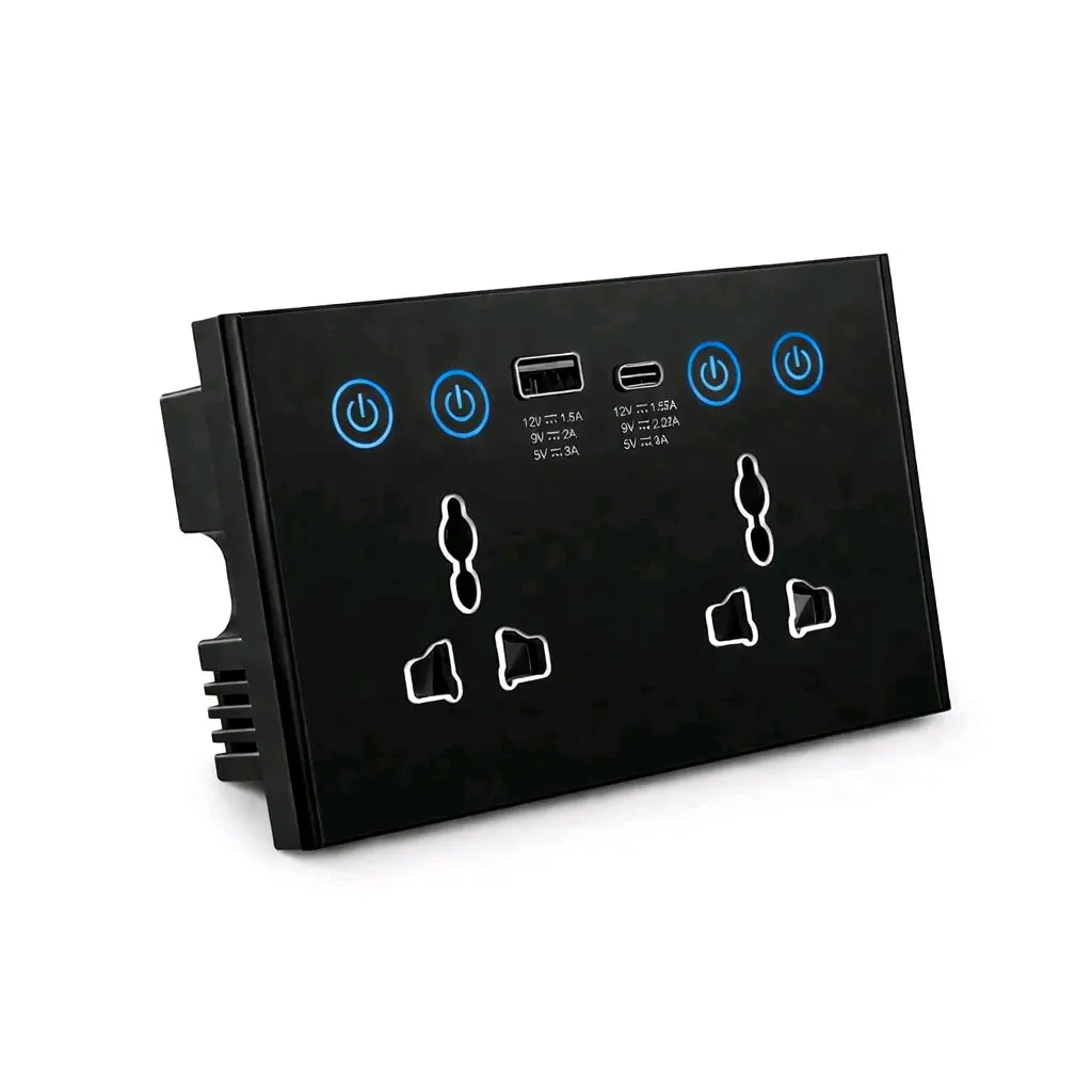 2CH WiFi Smart Wall Socket With USB& Type-C 3