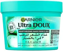 Garnier Ultra Doux Moisturising Aloe Vera 3-In-1 Hair Food - 390ml |غارنييه ماسك غذاء الشعر بالالوفيرا 3 في 1 للشعر العادي - 390 مل
