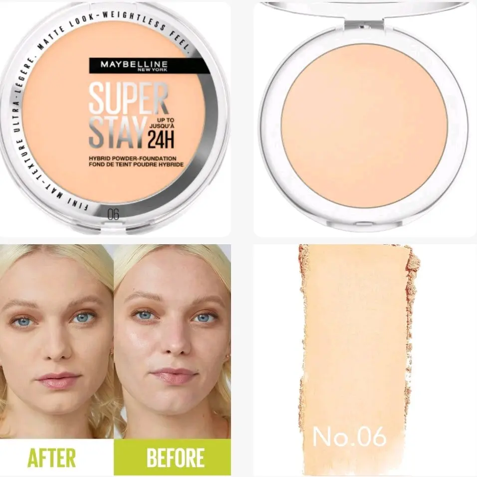 Maybelline Super Stay 24H Hybrid Powder Foundation - 9g | ميبيلين بودرة أساس مضغوطة سوبر - 9 غرام - 3600531666606