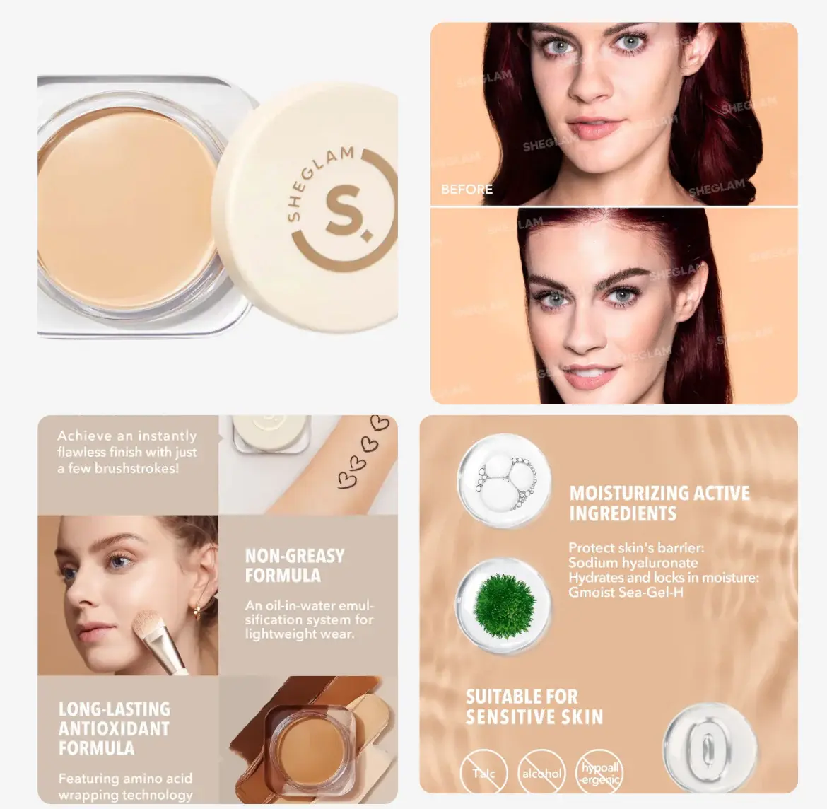 SheGlam Full Coverage Foundation Balm - 23g | شيكلام كريم أساس تغطية كاملة - 23 غرام