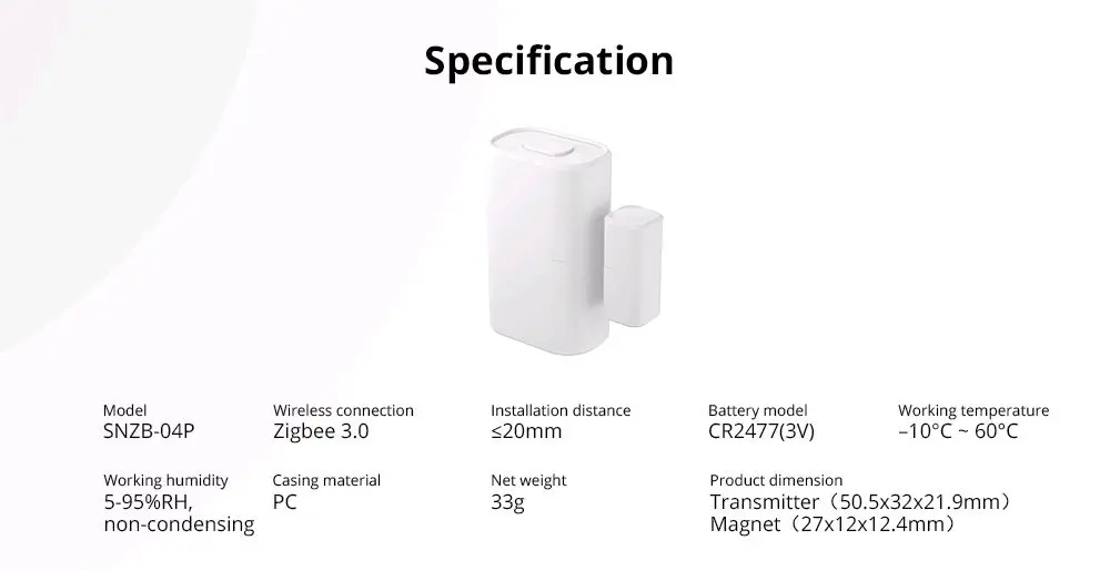 SONOFF ZigBee Wireless Door/Window Sensor |SNZB-04P 4