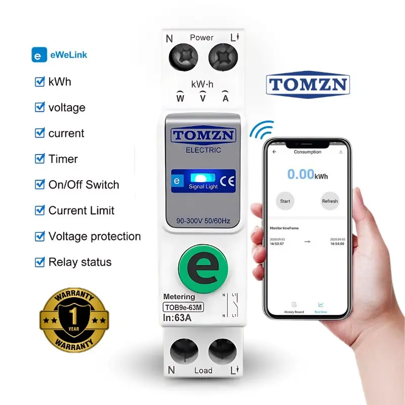 Tomzn 2P WiFi Smart Circuit Breaker 63A(Ewelink) 2