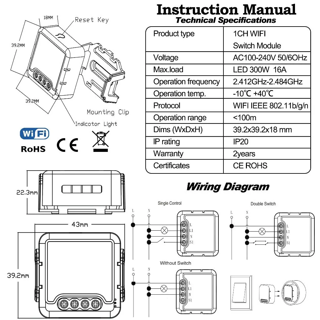 WiFi Smart Switch 16A 4